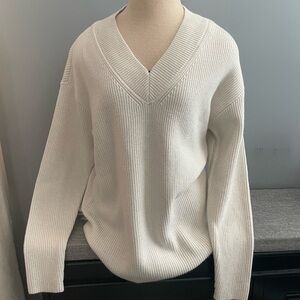 Hilary Radley Cream V-Neck Sweater for Women